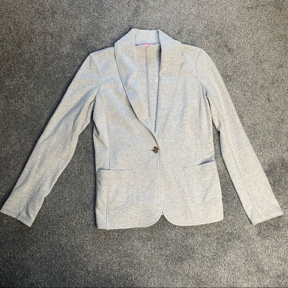 Lilly Pulitzer heathered grey mindy shawl collar cardigan blazer